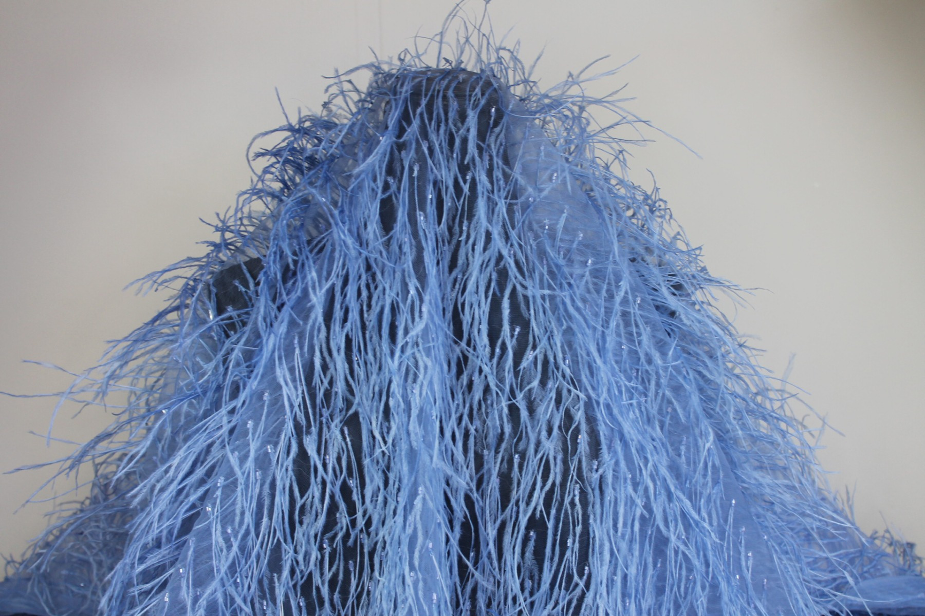 Beads and Ostrich Feathers on Tulle - Sky Blue fabric, image 6 of 6