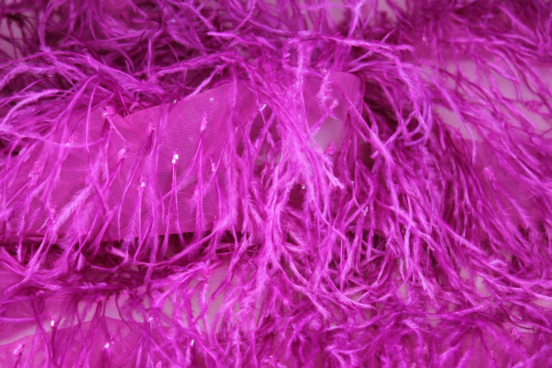 Beads and Ostrich Feather on Tulle - Select Your Colour - 8m Minimum, image 4 of 4
