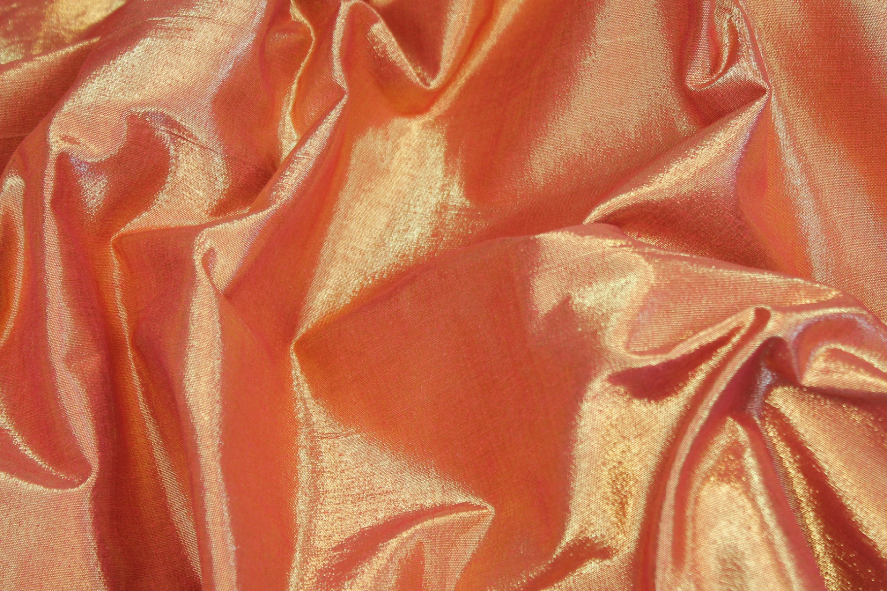 Metallic Silk Noil - Red shot Gold fabric, image 3 of 7