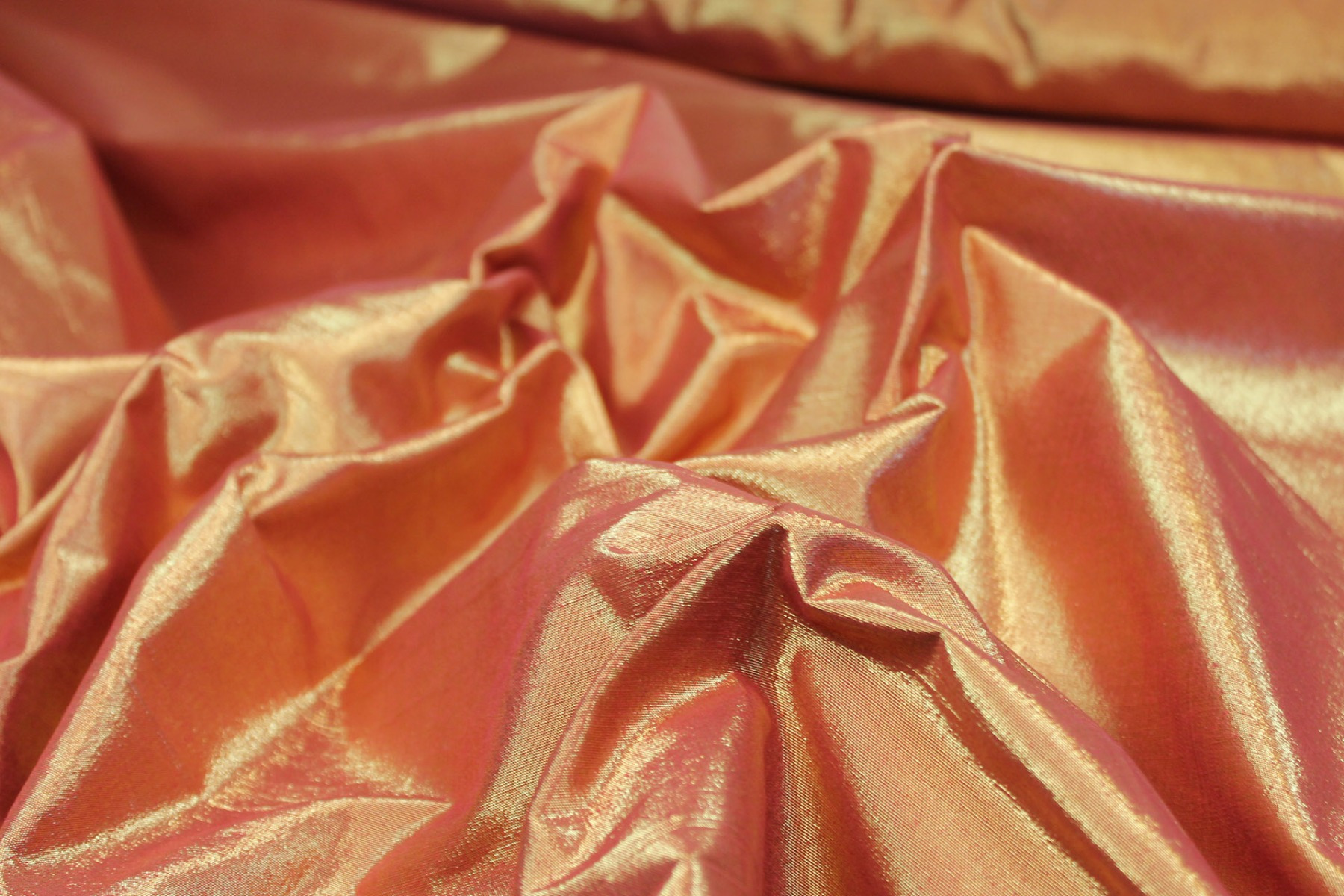 Metallic Silk Noil - Red shot Gold fabric, image 4 of 7