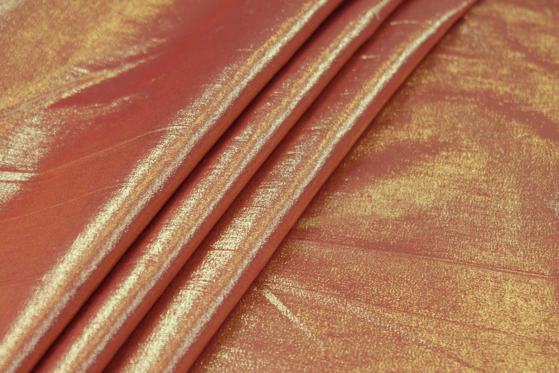 Metallic Silk Noil - Red shot Gold fabric, image 5 of 7