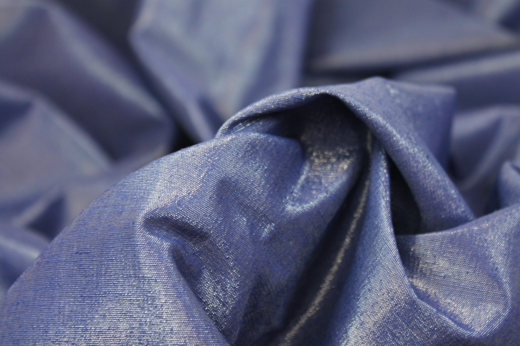 Metallic Silk Noil - Blue shot Clear fabric