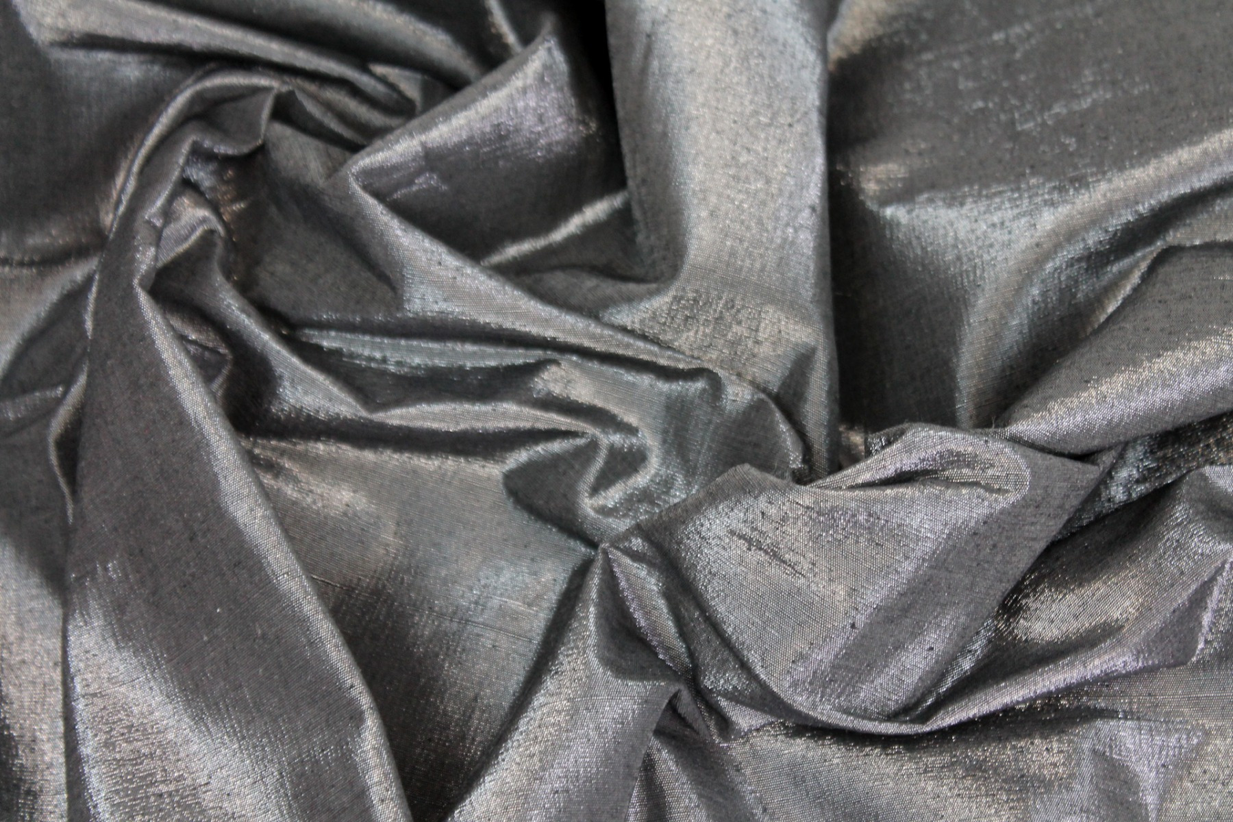 Metallic Silk Noil - Black shot Clear fabric, image 3 of 7