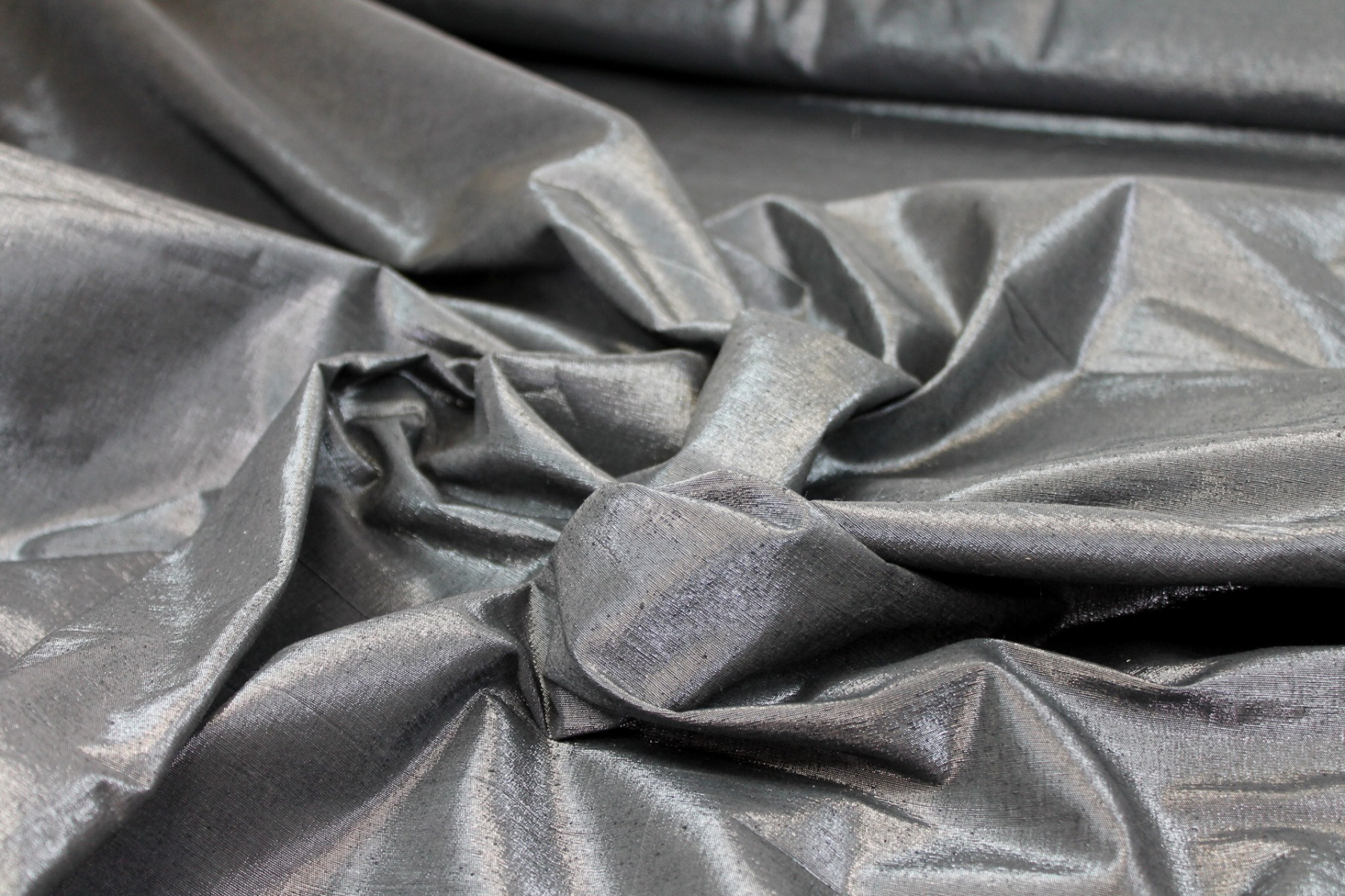 Metallic Silk Noil - Black shot Clear fabric, image 4 of 7