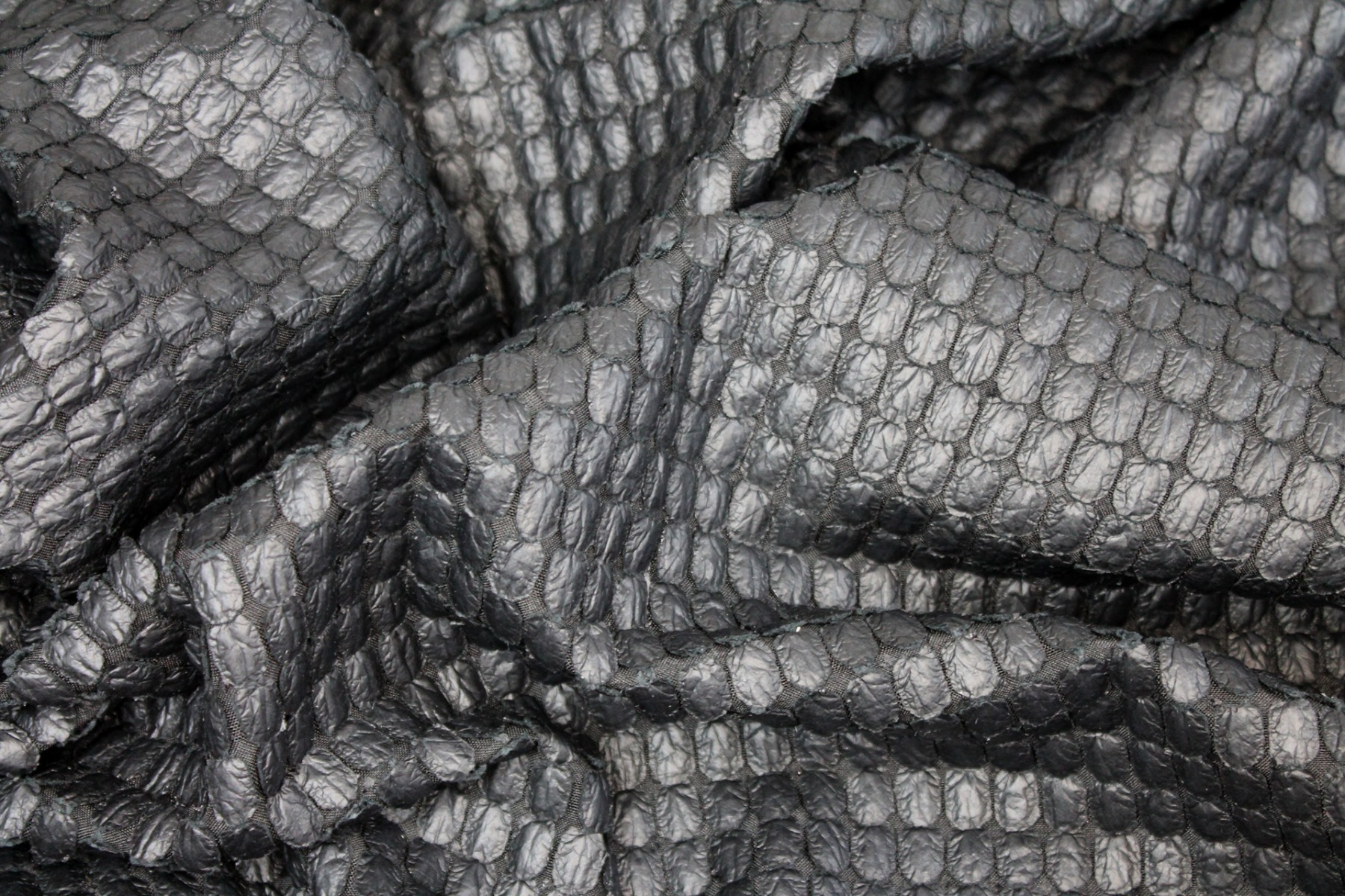 Black Leather Look Scale Fabric, image 3 of 9