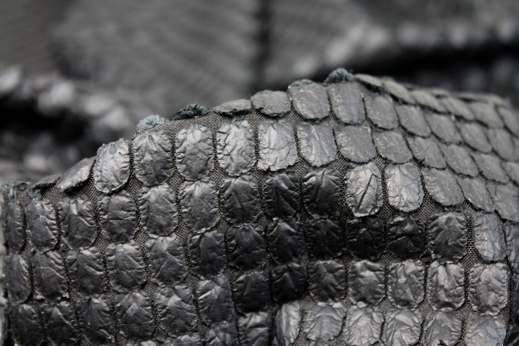 Black Leather Look Scale Fabric, image 5 of 9