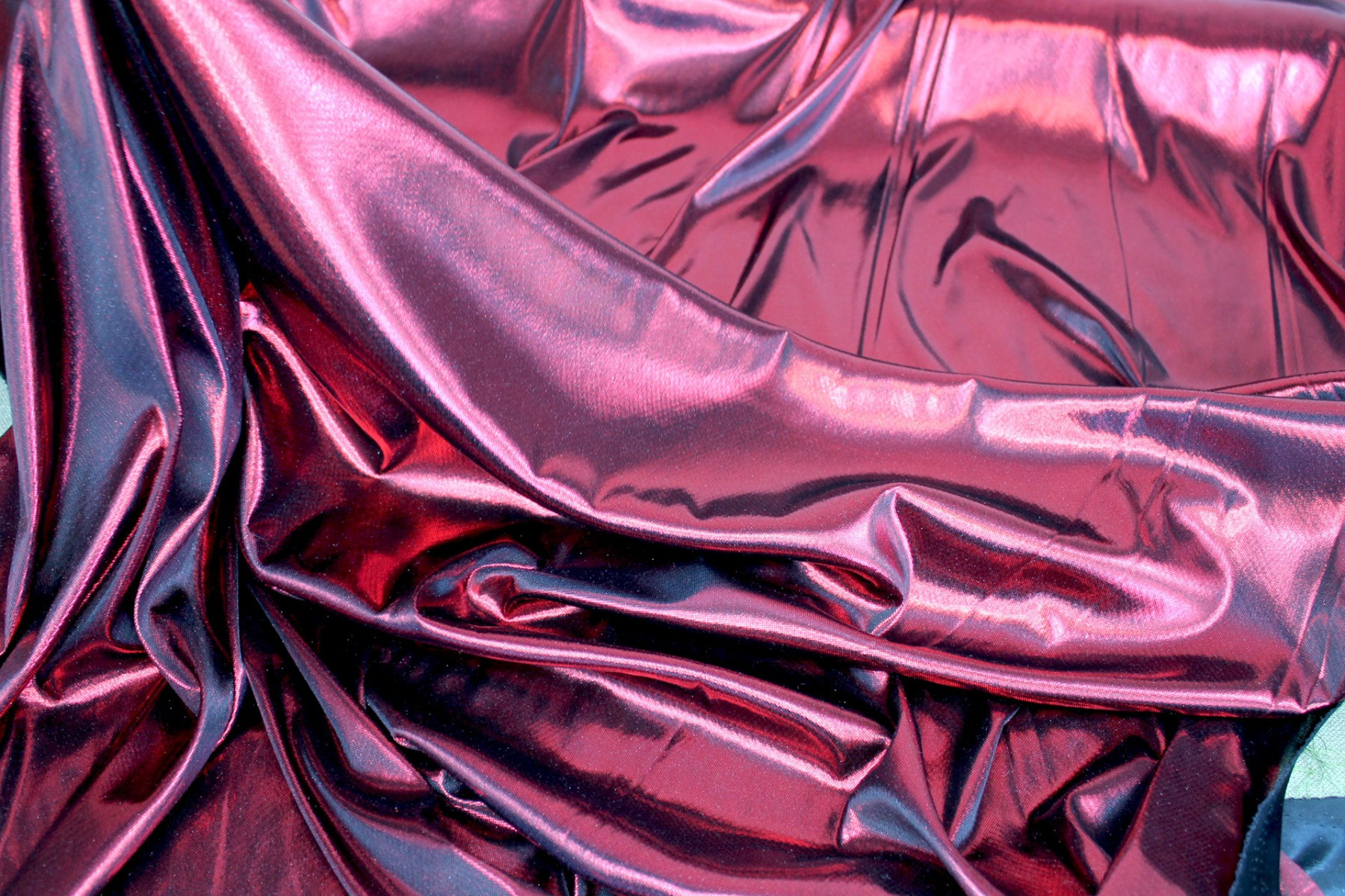 Metallic Foiled Jersey - "Liquid Lamé" - Black / Red fabric, image 6 of 6