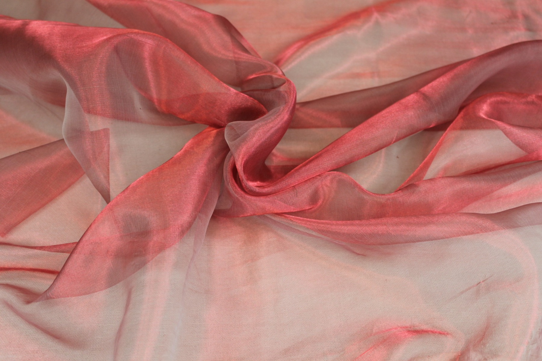 Silk Organza - Metallic Red Shot Pale Grey fabric, image 2 of 7