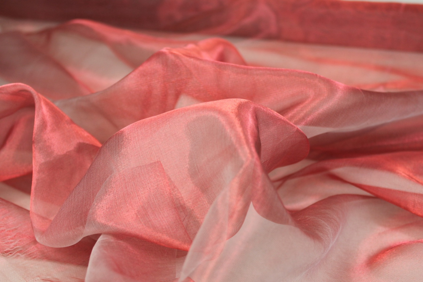 Silk Organza - Metallic Red Shot Pale Grey fabric, image 5 of 7