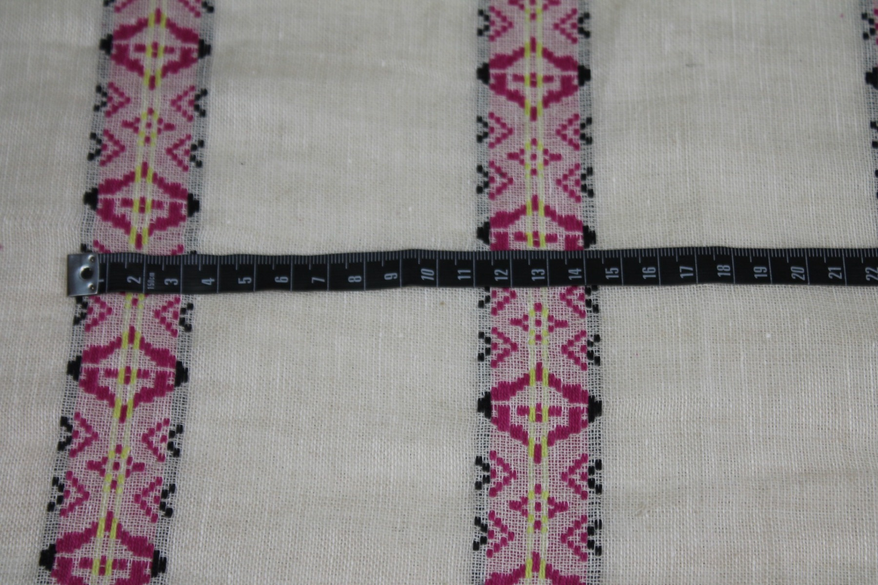 Ivory Gauze with Geometric Patterned Stripes fabric, image 5 of 7