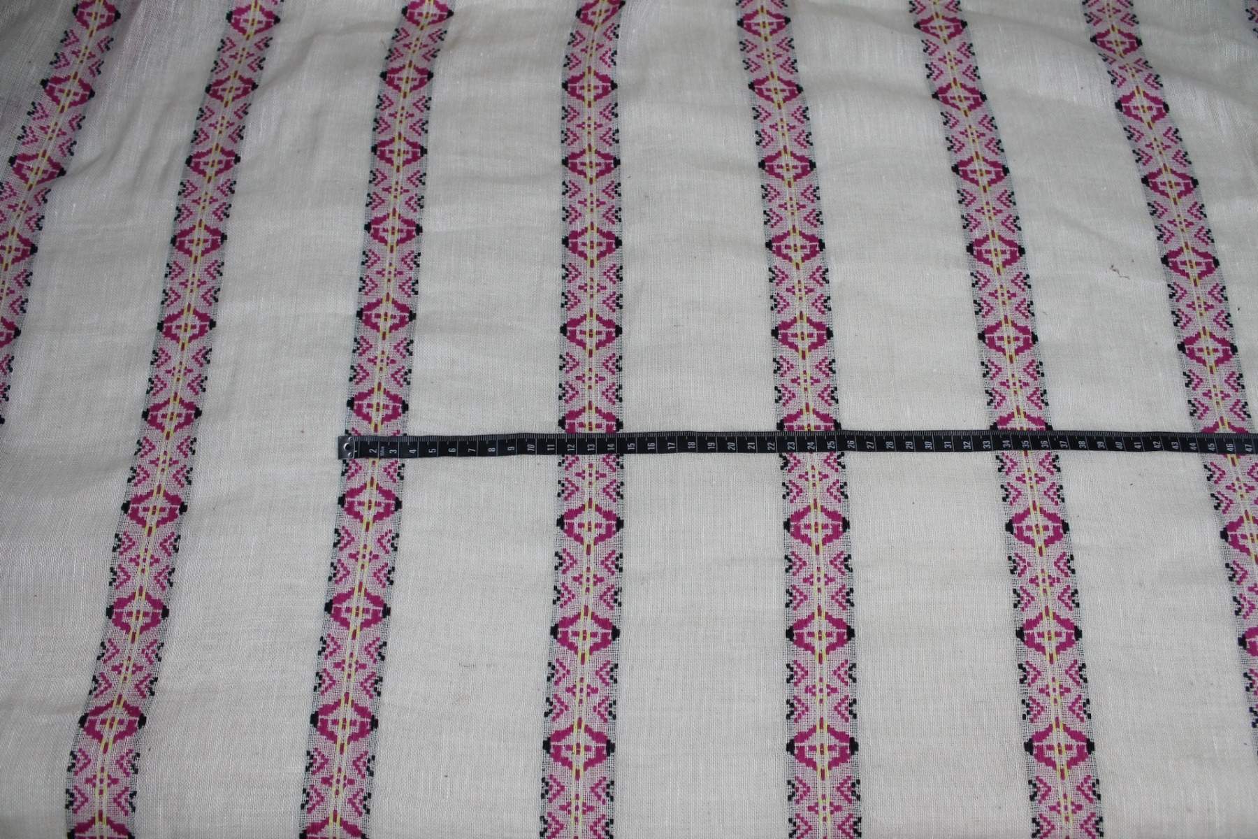 Ivory Gauze with Geometric Patterned Stripes fabric, image 6 of 7