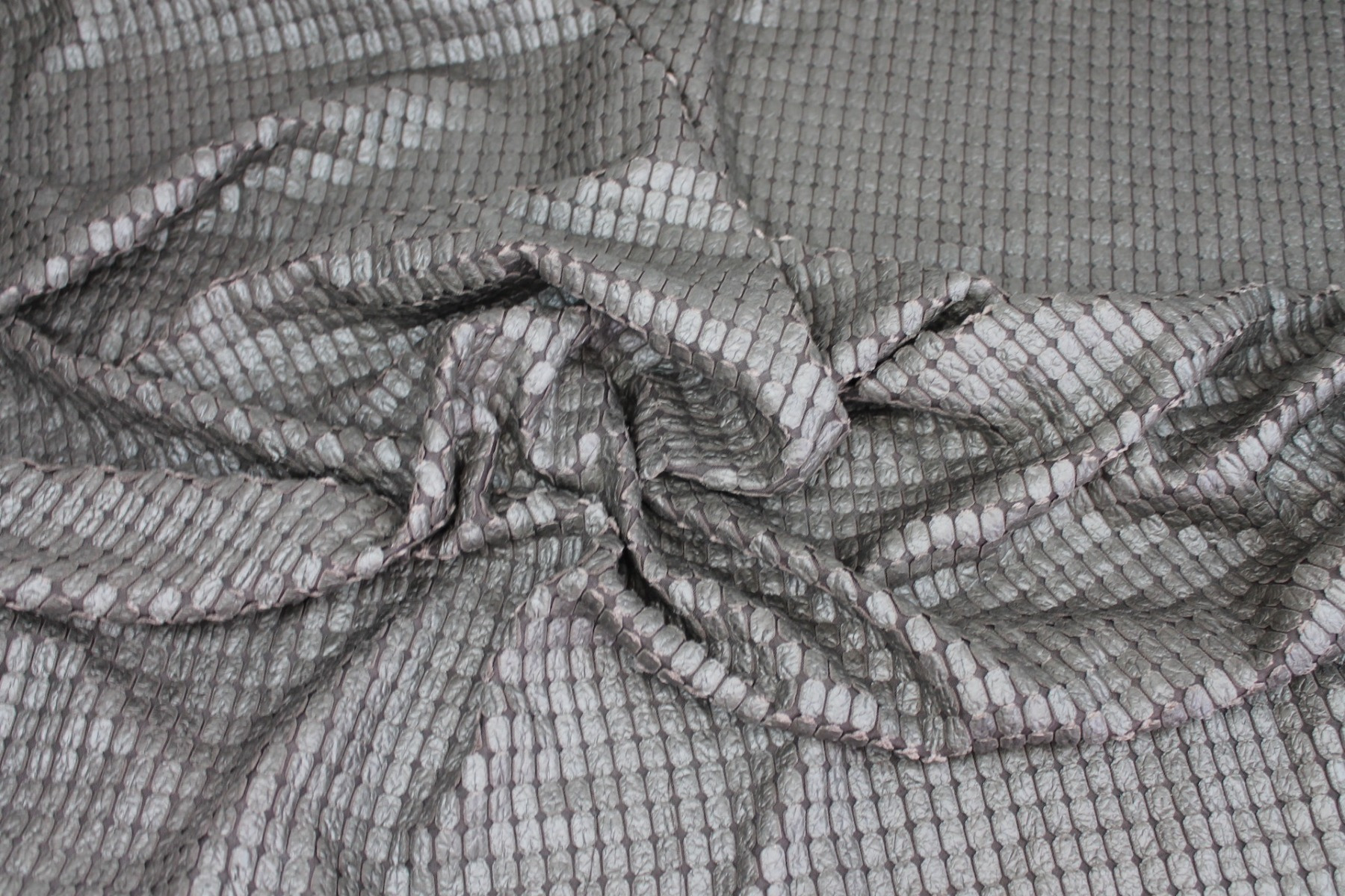 Grey Brown Leather Look Scale Fabric, image 2 of 7