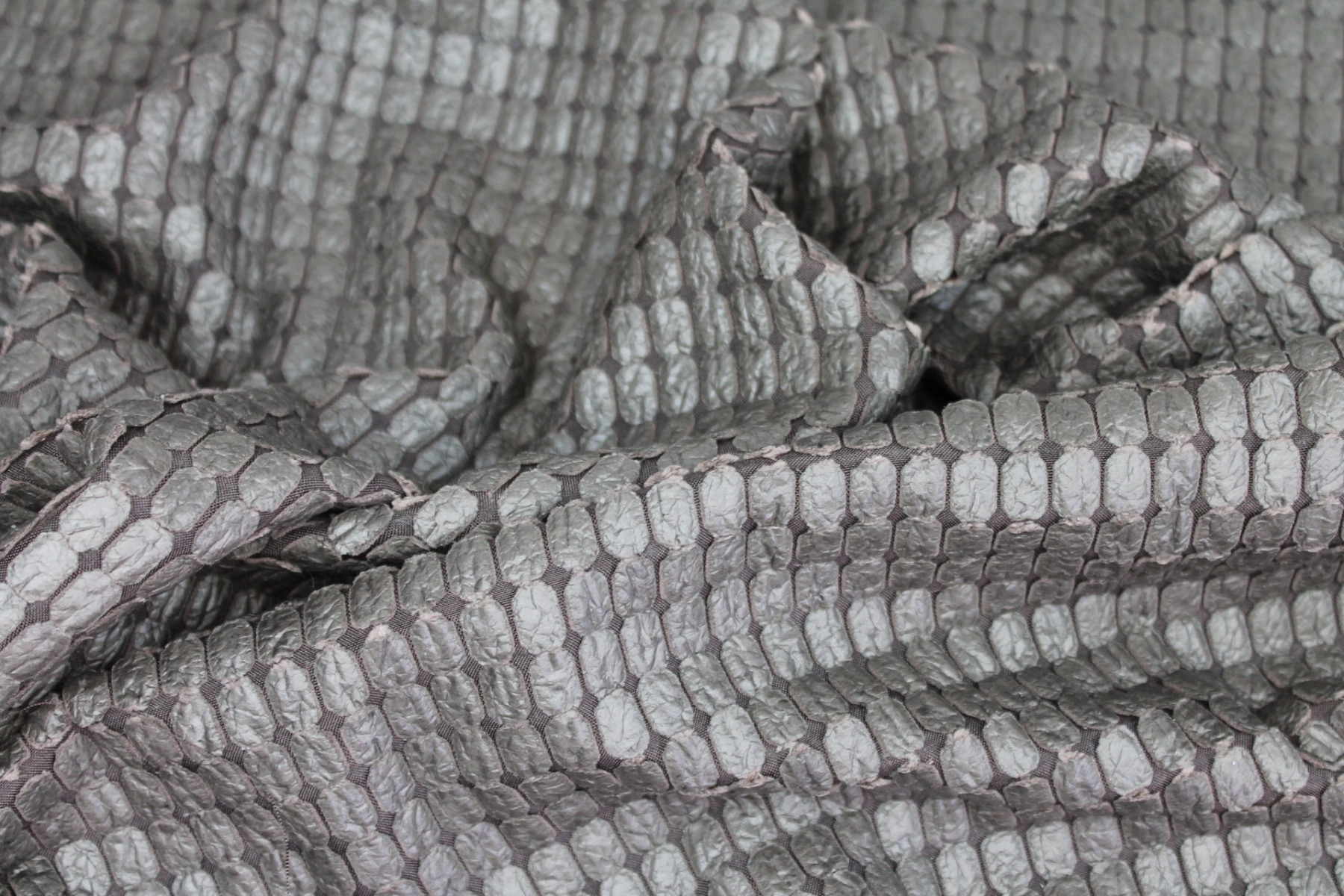 Grey Brown Leather Look Scale Fabric, image 3 of 7