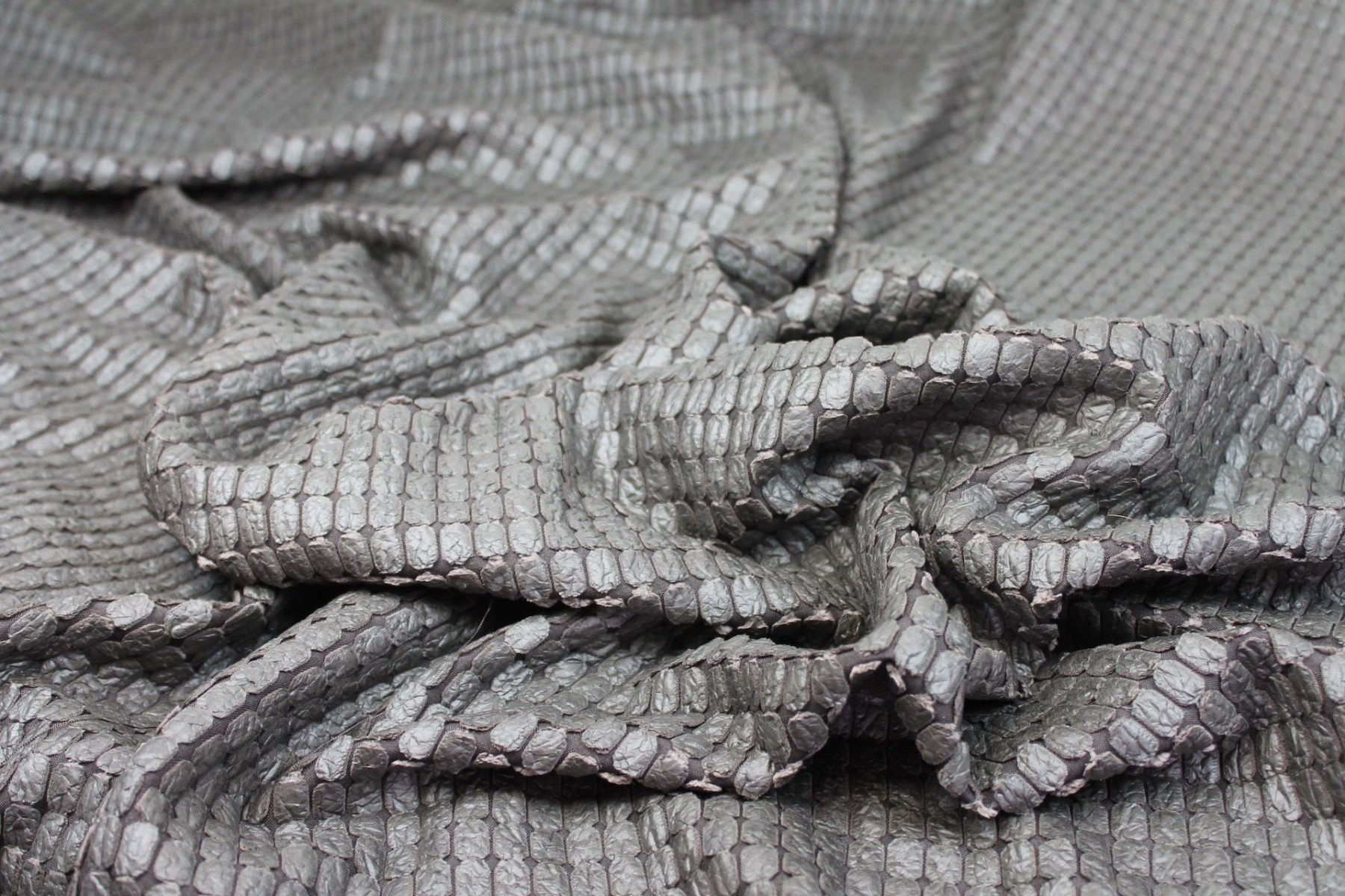 Grey Brown Leather Look Scale Fabric, image 4 of 7
