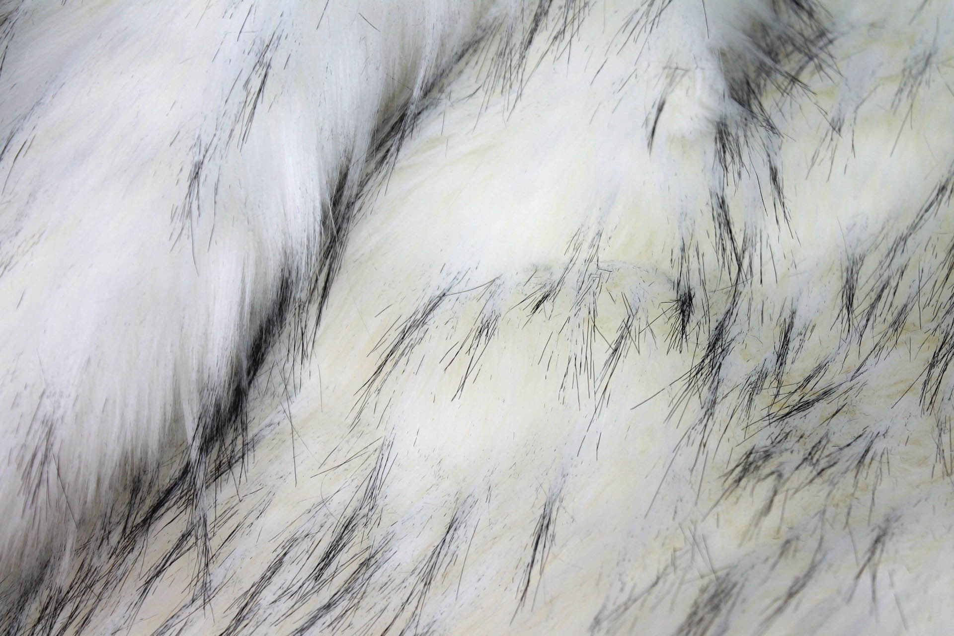 Faux Fur - Long Pile Ivory with Speckled Black Tips fabric