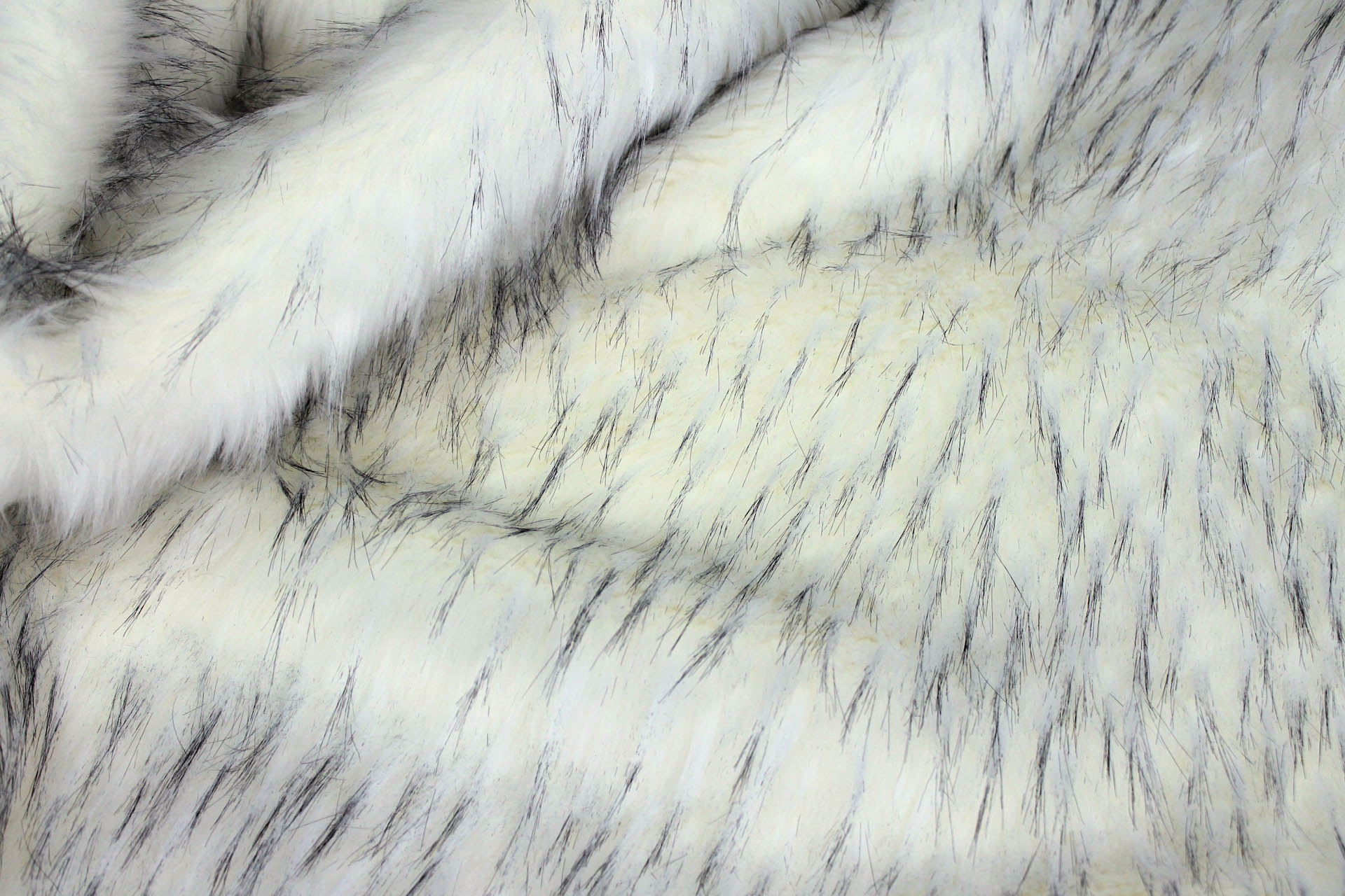 Faux Fur - Long Pile Ivory with Speckled Black Tips fabric, image 5 of 7