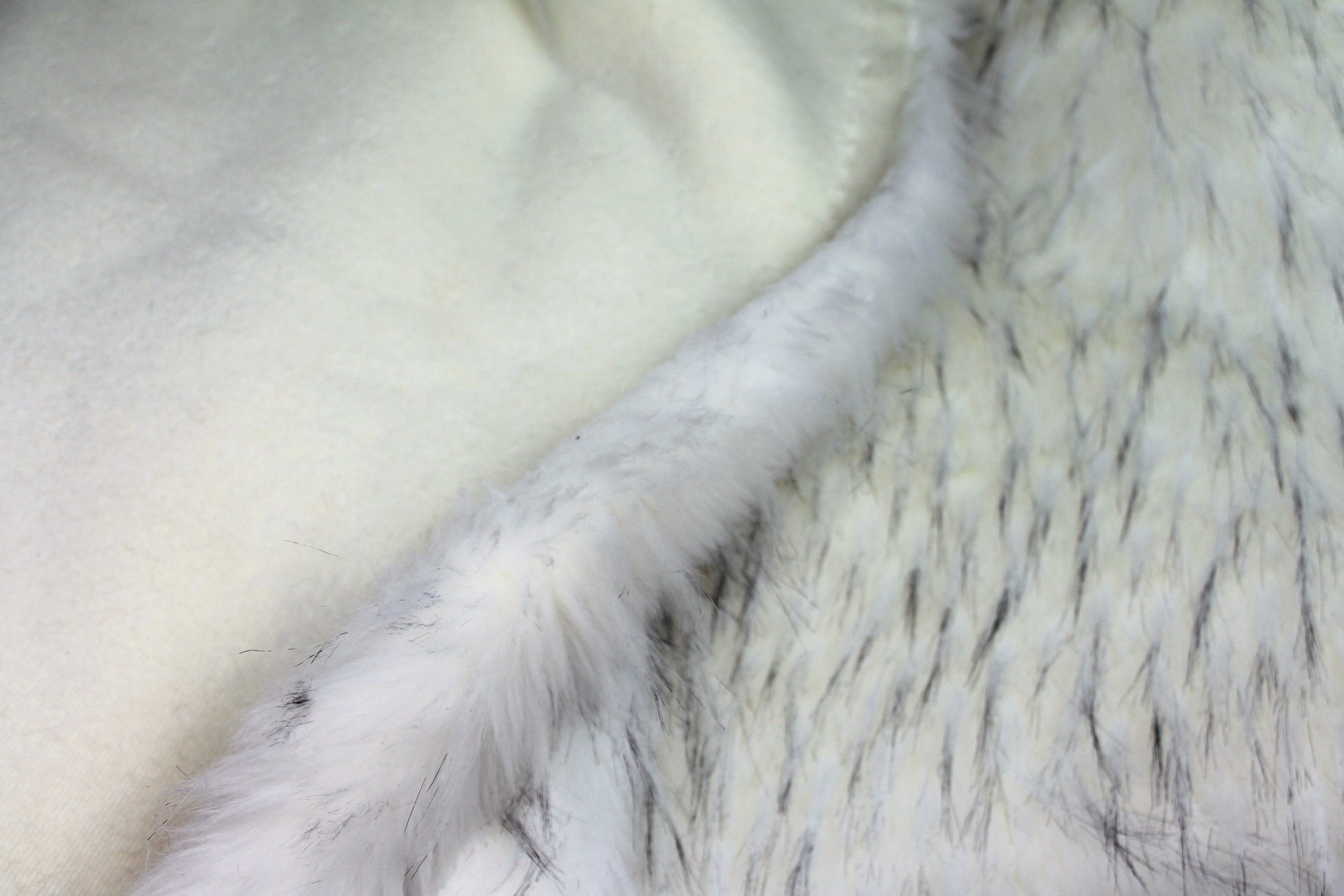 Faux Fur - Long Pile Ivory with Speckled Black Tips fabric, image 7 of 7
