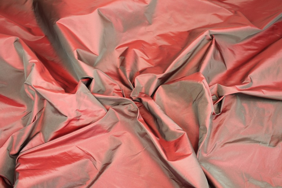 Silk Taffeta - Red shot Grey fabric, image 2 of 6
