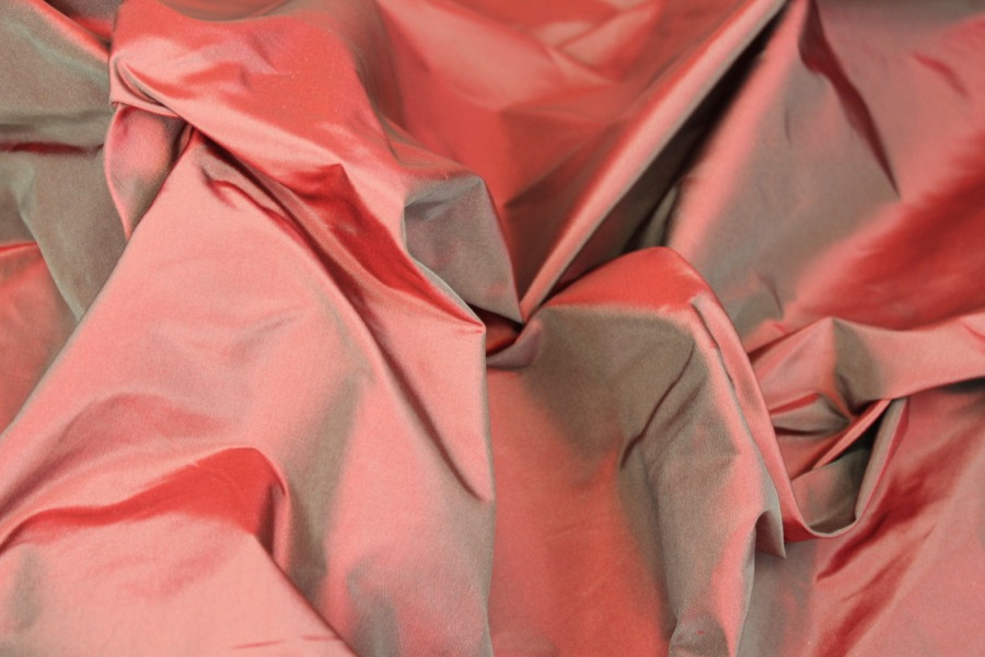 Silk Taffeta - Red shot Grey fabric, image 3 of 6