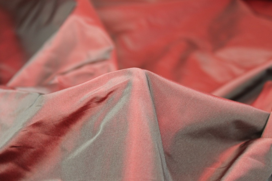 Silk Taffeta - Red shot Grey fabric, image 4 of 6
