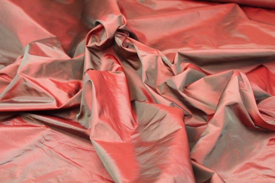 Silk Taffeta - Red shot Grey fabric, image 5 of 6