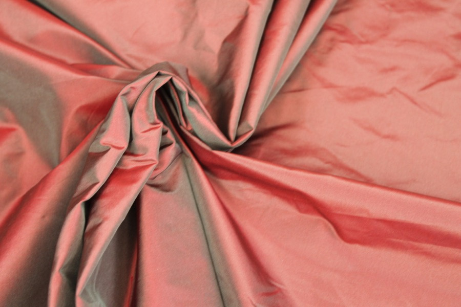 Silk Taffeta - Red shot Grey fabric, image 6 of 6