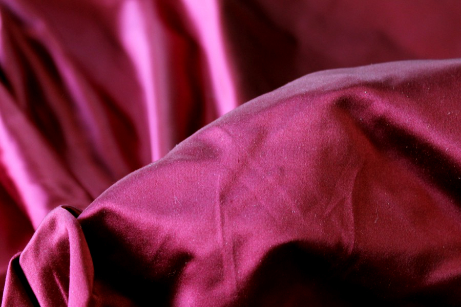 Two Tone Silk Duchesse Satin - Burgundy shot Black fabric, image 4 of 5