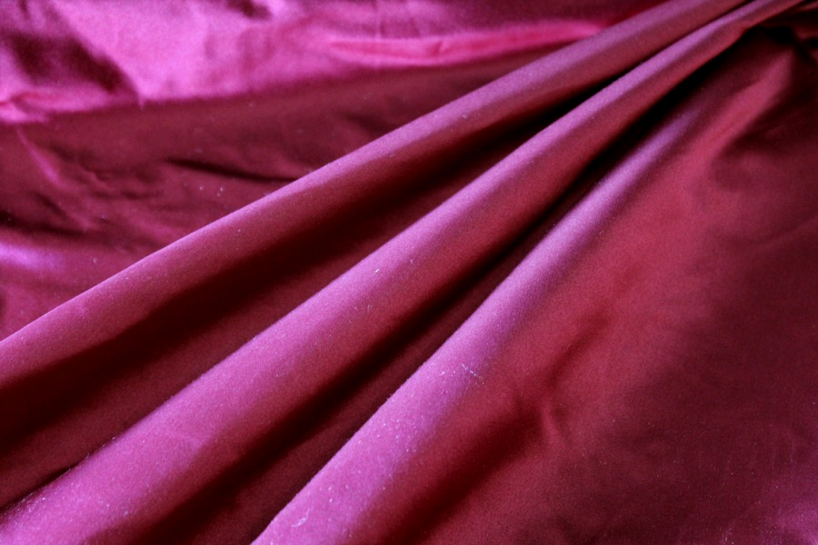 Two Tone Silk Duchesse Satin - Burgundy shot Black fabric, image 3 of 5
