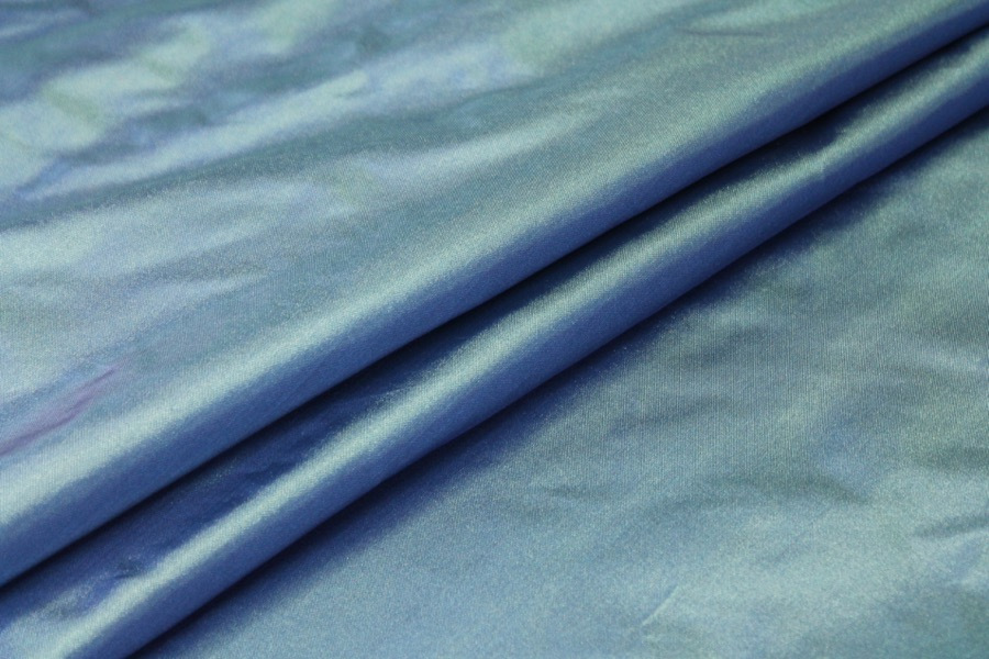Polyester Taffeta - Blue shot Emerald fabric, image 3 of 7