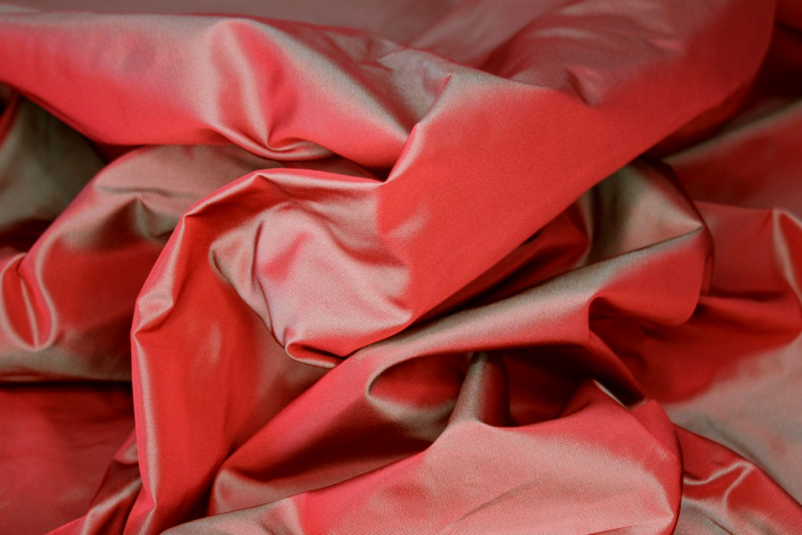 Acetate Taffeta - Red shot Mint fabric, image 3 of 8