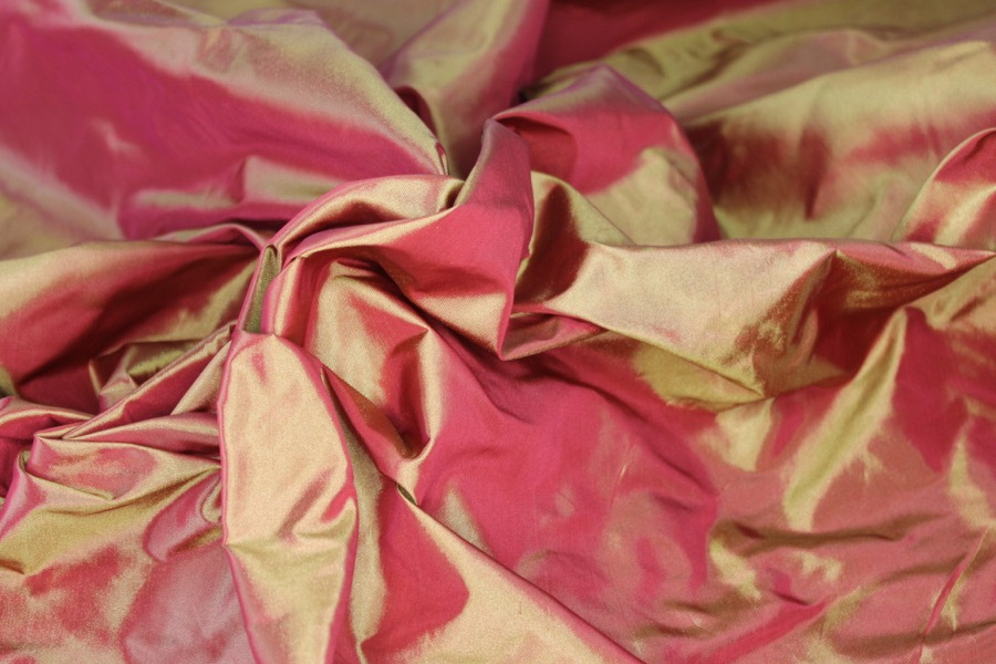 Polyester Taffeta - Red shot Yellow fabric, image 2 of 7