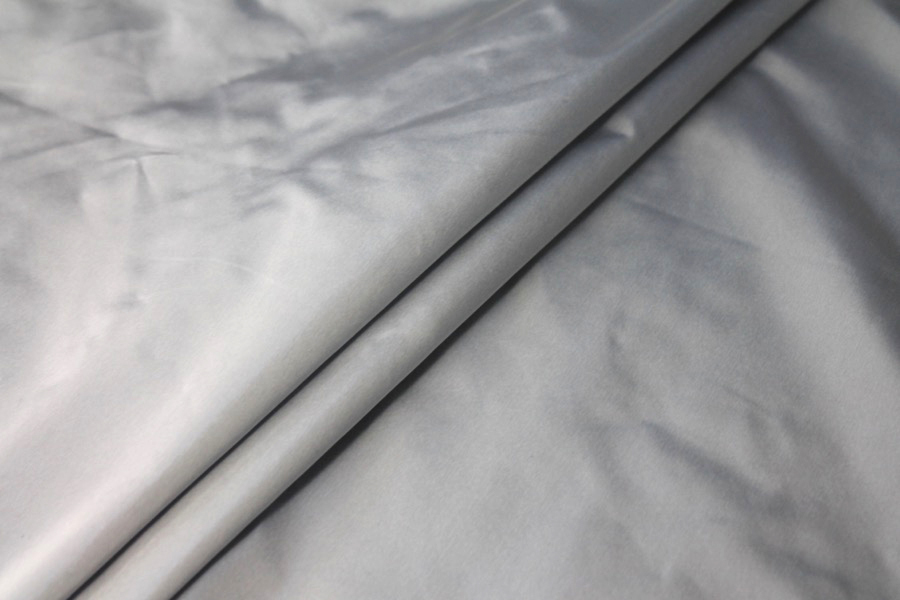 Acetate Taffeta - French Navy shot Ivory fabric, image 5 of 6
