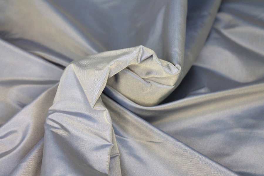 Polyester Taffeta - Royal Blue shot Ivory fabric, image 3 of 7