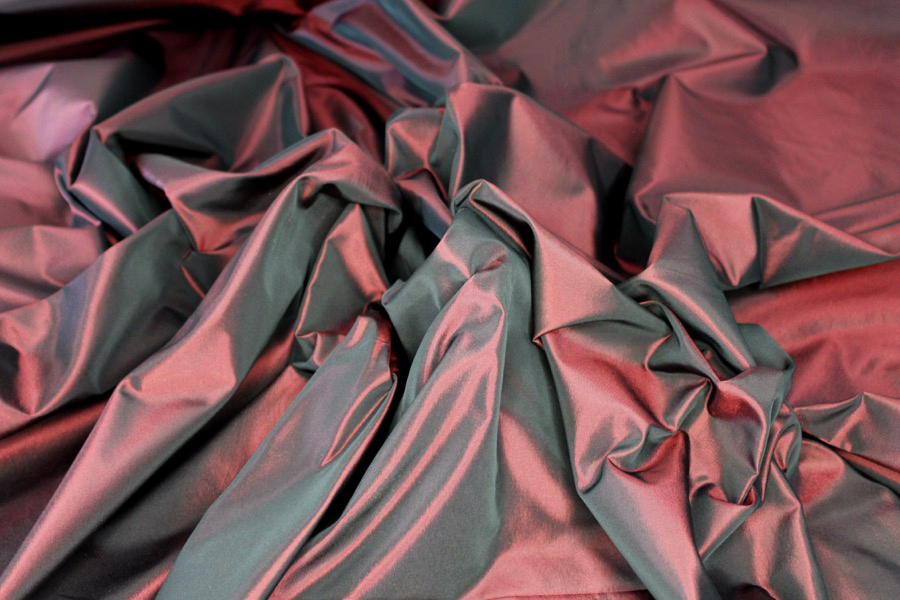Acetate Taffeta - Deep Red shot Black fabric, image 4 of 6