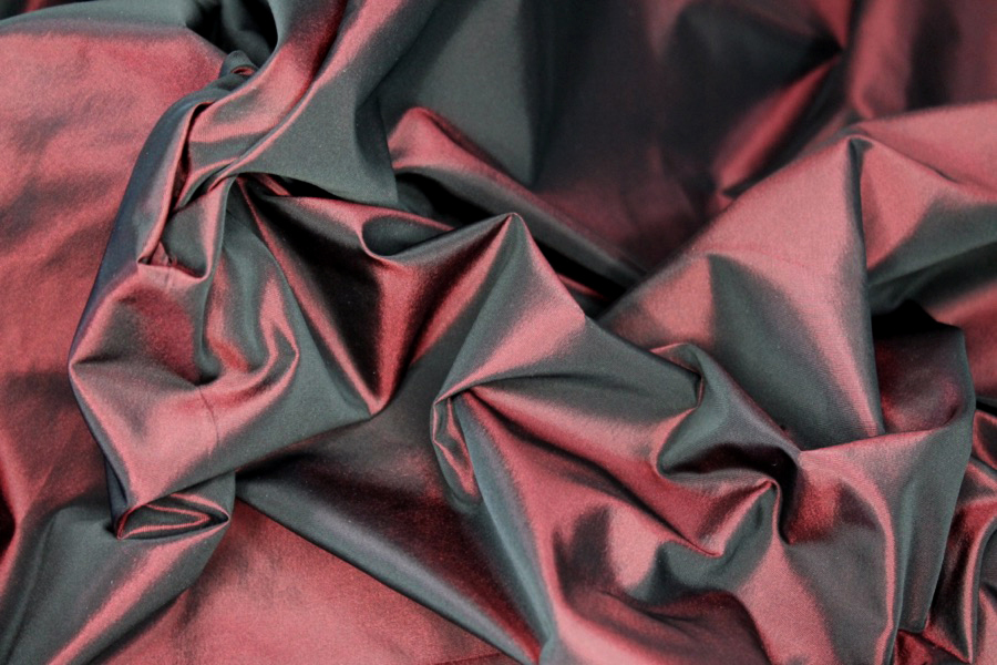Acetate Taffeta - Deep Red shot Black fabric, image 2 of 6