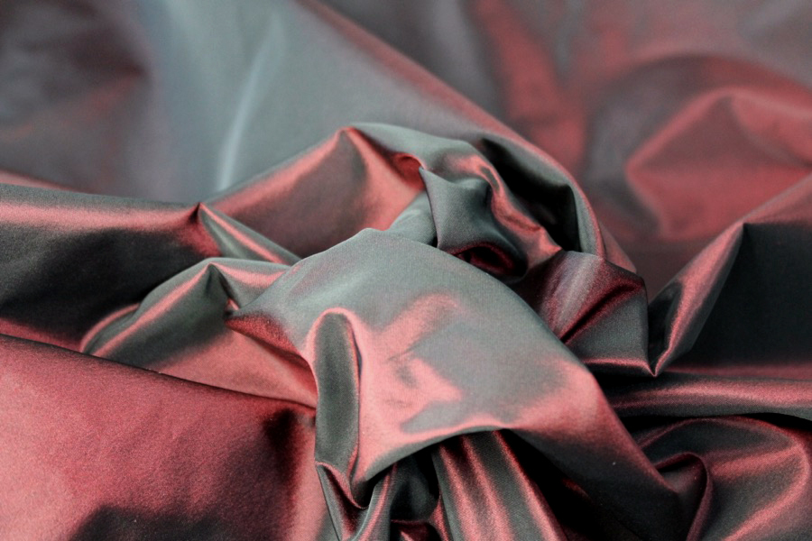 Acetate Taffeta - Deep Red shot Black fabric, image 3 of 6