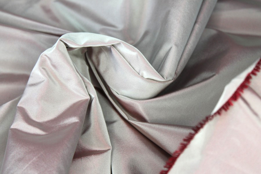 Acetate Taffeta - Burgundy shot Ivory fabric, image 7 of 7