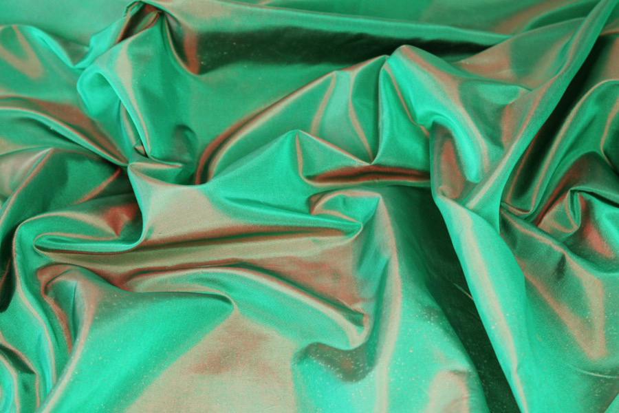 Acetate Taffeta - Green shot Red fabric, image 2 of 8