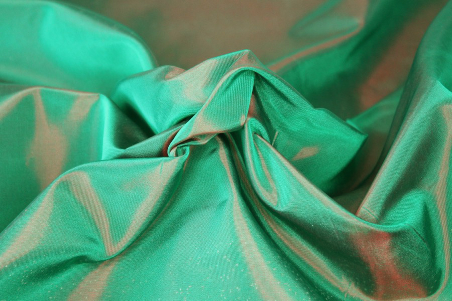 Acetate Taffeta - Green shot Red fabric, image 4 of 8