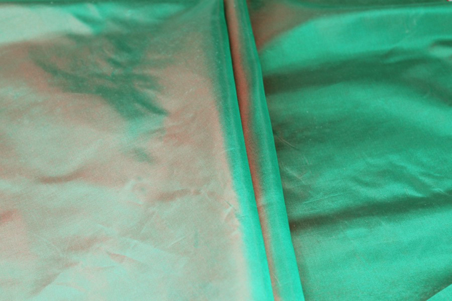 Acetate Taffeta - Green shot Red fabric, image 3 of 8