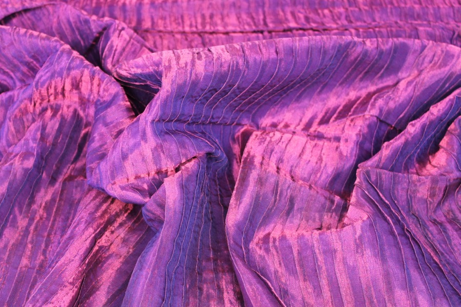 Pleated & Pintucked Silk Metal Organza - African Violet fabric, image 4 of 5