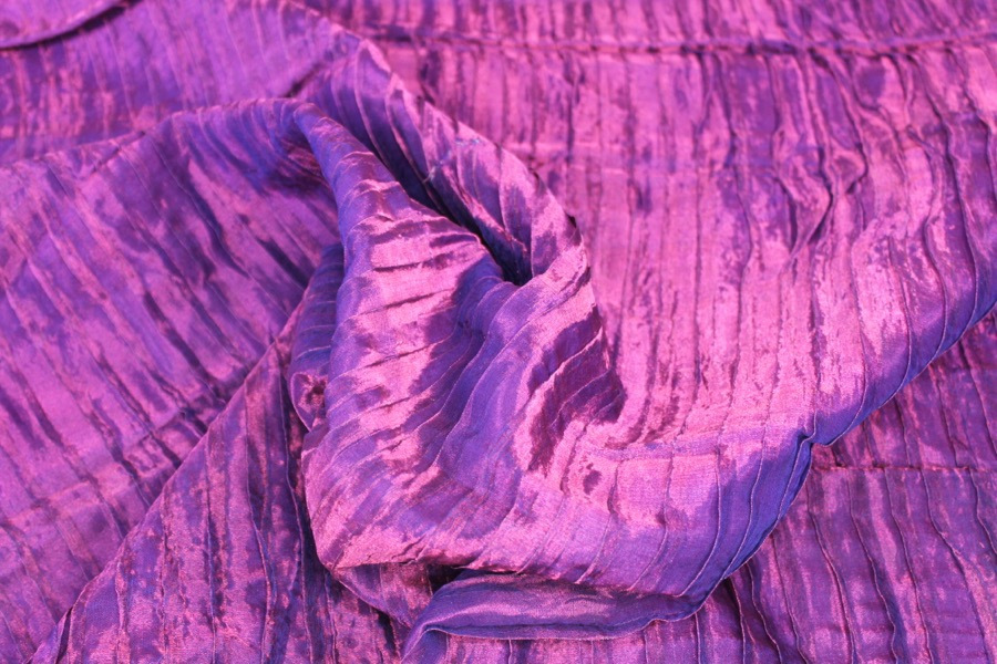 Pleated & Pintucked Silk Metal Organza - African Violet fabric, image 5 of 5