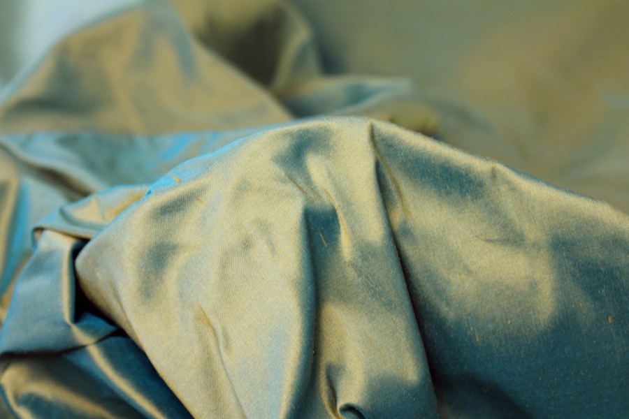 Silk Dupion - Golden Yellow shot Turquoise fabric, image 4 of 7