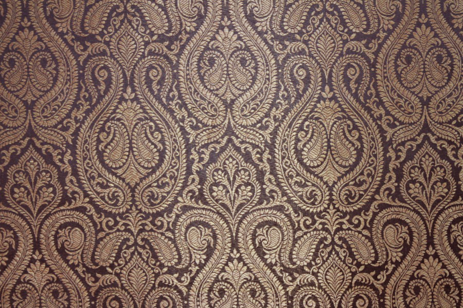 Banaras Brocade - Black and Warm Gold Paisley fabric, image 5 of 6