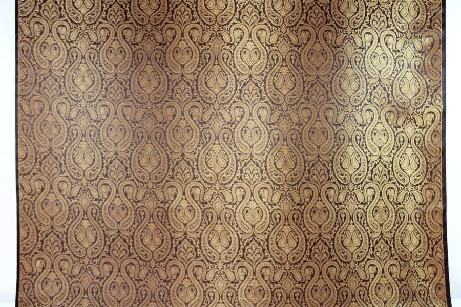 Banaras Brocade - Black and Warm Gold Paisley fabric, image 4 of 6