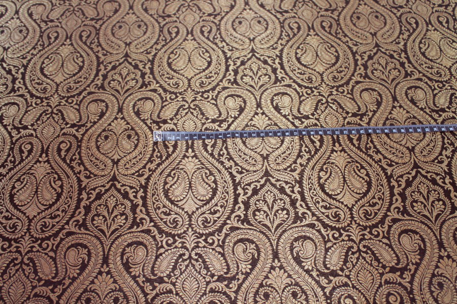 Banaras Brocade - Black and Warm Gold Paisley fabric, image 6 of 6