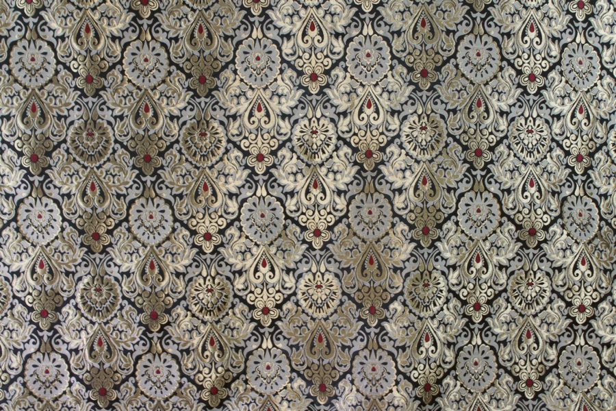 Wide Banaras Brocade - Black, Gold and Burgundy fabric, image 5 of 6
