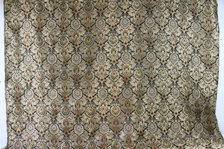 Wide Banaras Brocade - Black, Gold and Burgundy fabric, image 4 of 6