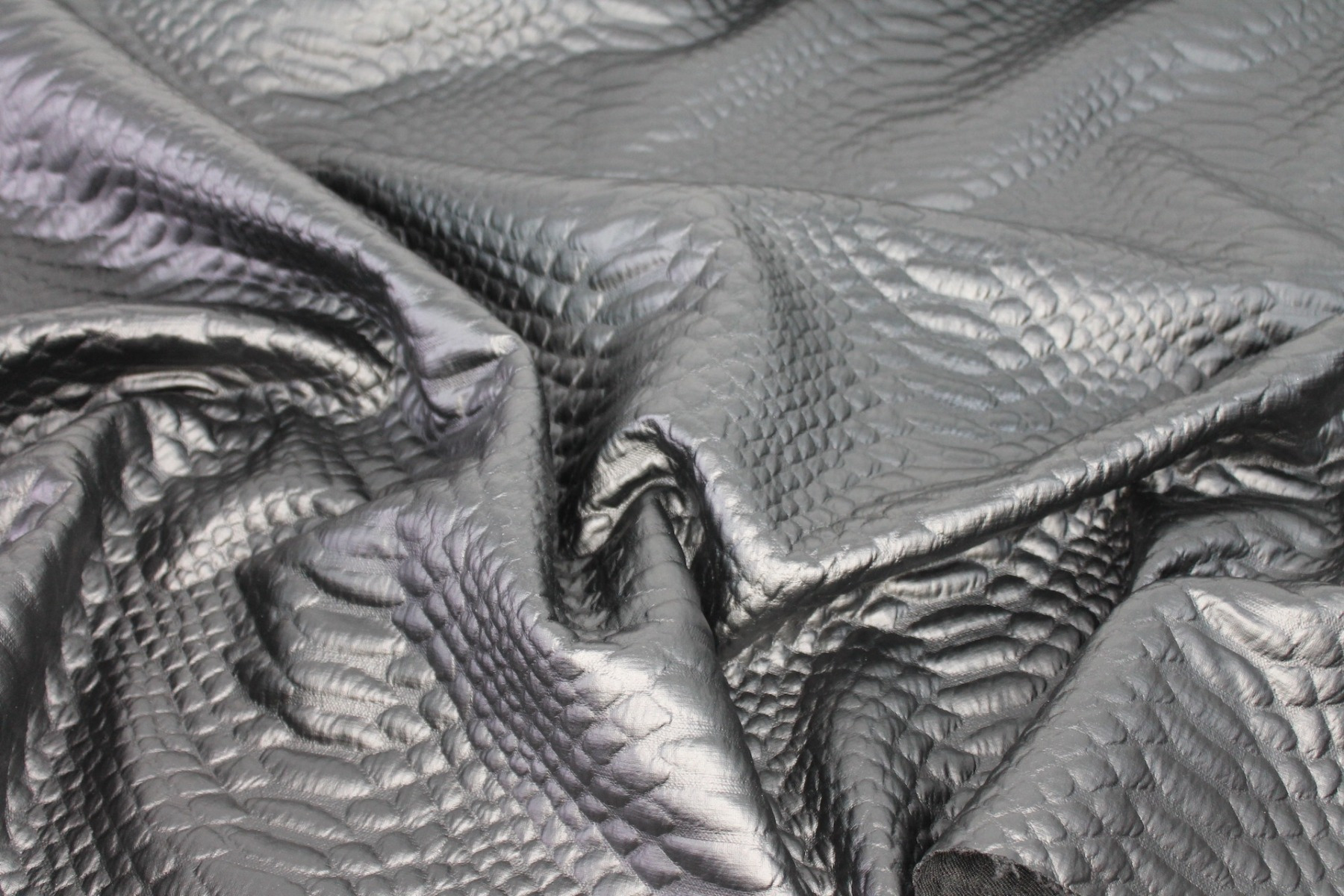 Crocodile Leatherette Look Cloaqué Jersey in Black fabric, image 2 of 8