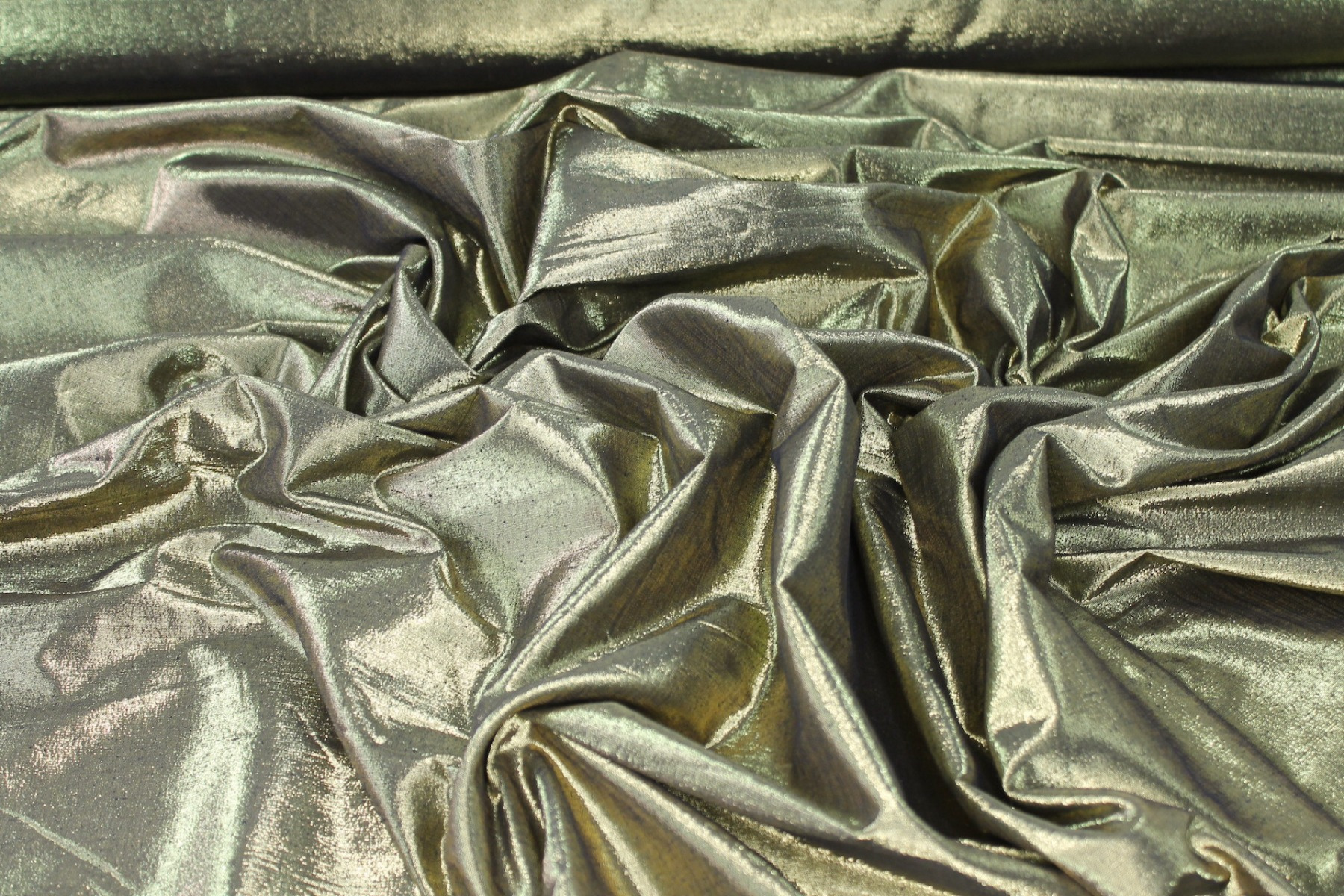 Metallic Silk Noil - Black shot Gold fabric, image 2 of 7